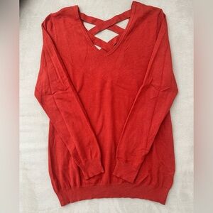 Women's Burnt Orange V-Neck Sweater